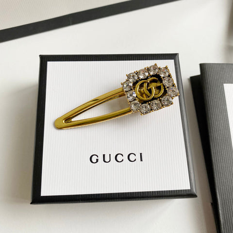 Double G Crystal Diamond Hair Clip