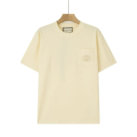 Classic interlocking G embroidered patch pocket half-sleeve T-shirt