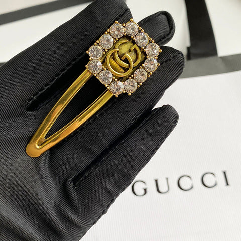 Double G Crystal Diamond Hair Clip