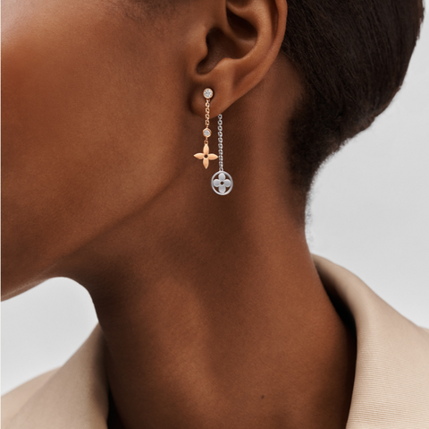 3 Color Flower Diamond Earrings