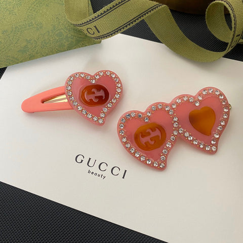 Pink Acrylic Heart Hair Clip