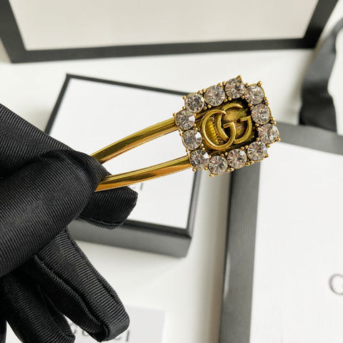Double G Crystal Diamond Hair Clip