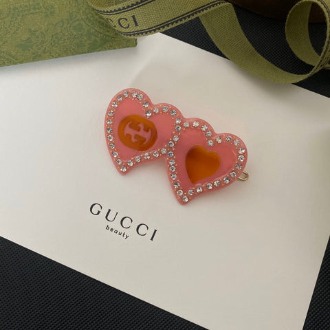 Pink Acrylic Heart Hair Clip