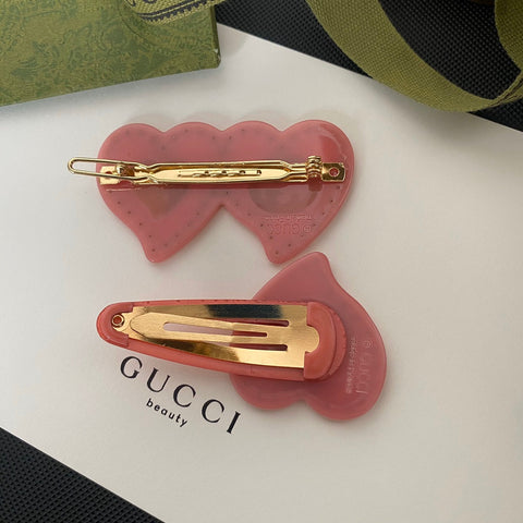Pink Acrylic Heart Hair Clip