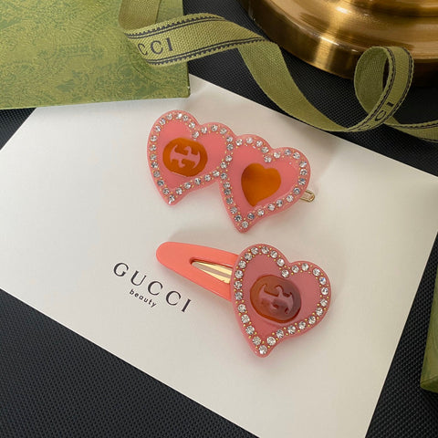 Pink Acrylic Heart Hair Clip