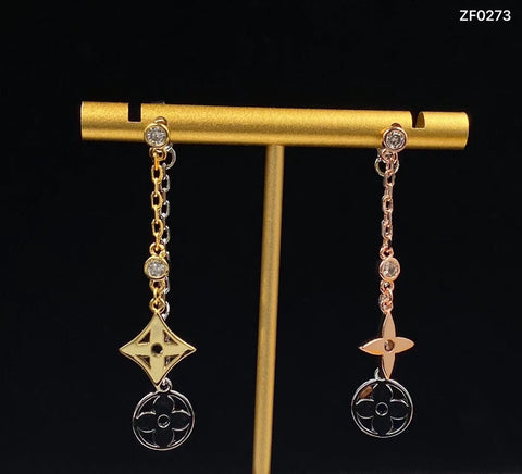3 Color Flower Diamond Earrings