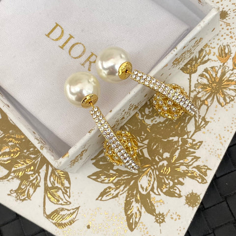 Pearl Ball Pendant Earrings