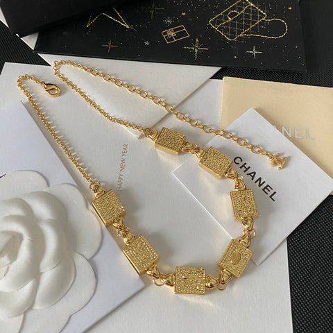 Fashion Square Logo Pendant Necklace