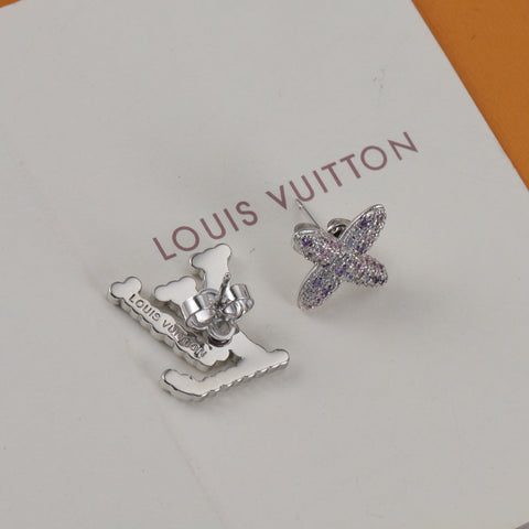 Purple Rhinestone Logo Earrings
