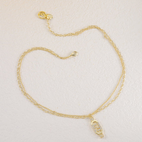 Interlocking F Crystal Necklace
