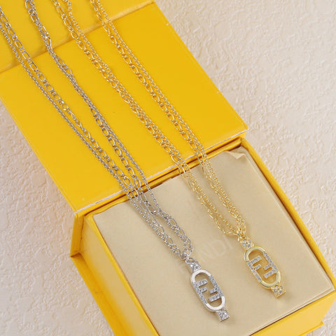 Interlocking F Crystal Necklace